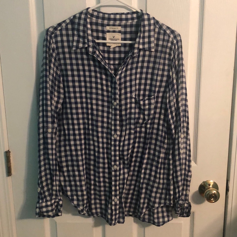 AEO checkered button down